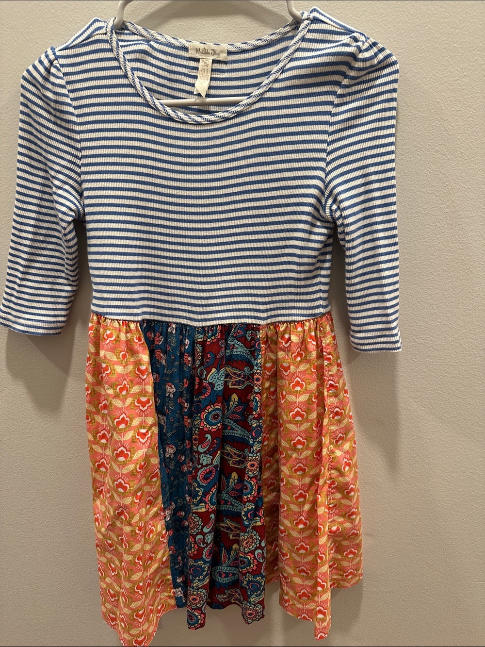 Matilda Jane Blue & Orange Multi-Print Striped Bodice Dress